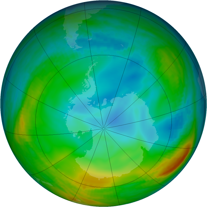 Antarctic ozone map for 30 June 1998